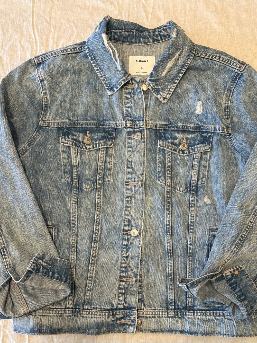 Old Navy Light Blue Distressed Denim Jacket
